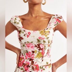 Abercrombie and Fitch Linen Blend Scrunchie Strap Corset Top